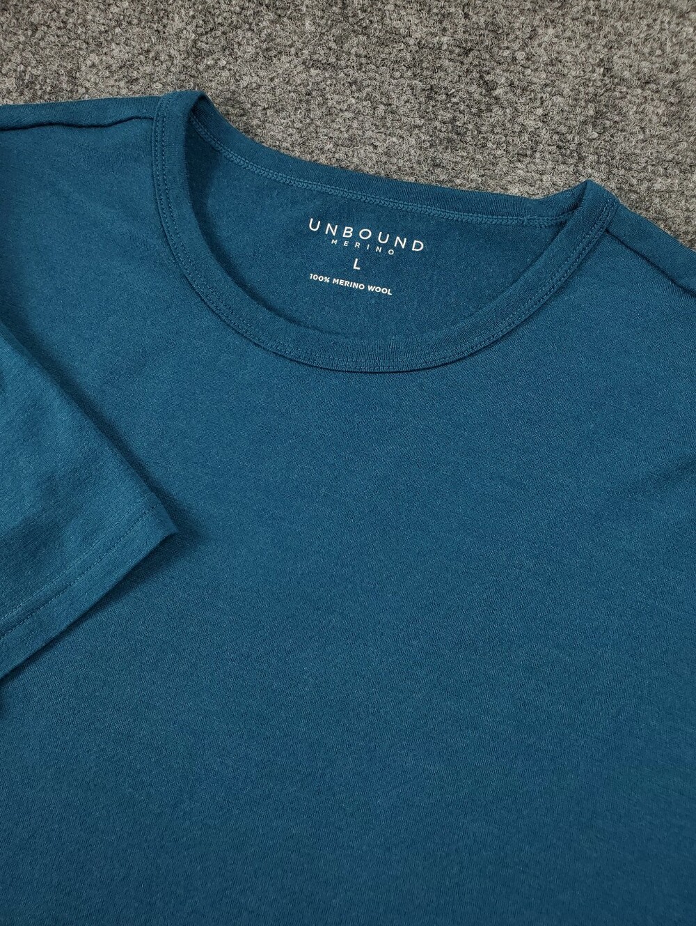 Unbound Merino Wool T Shirt Mens Large Short Sleeve Performance Baselayer Blue